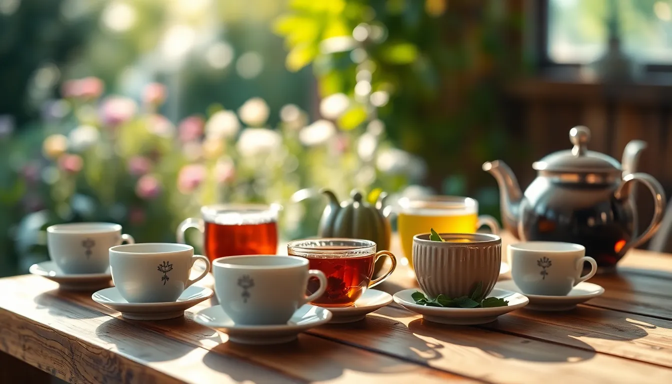 차를 마시는 모습