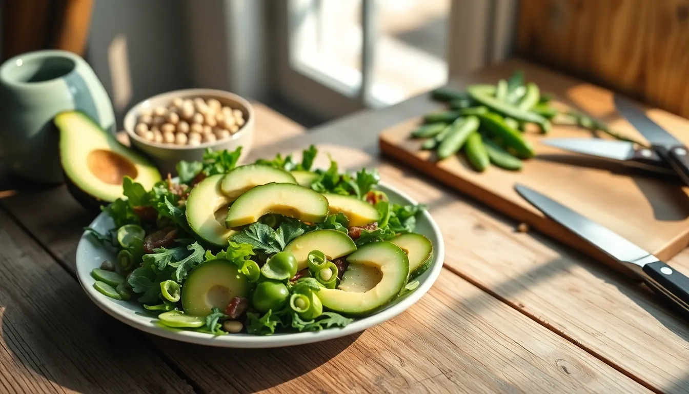 아보카도와 콩으로 만든 건강한 식단 이미지