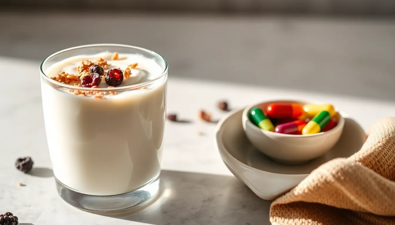 프리바이오틱스와 유산균이 함께 장 건강에 기여하는 모습