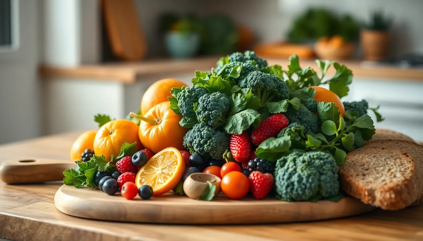 신선한 채소와 엽산이 풍부한 음식들