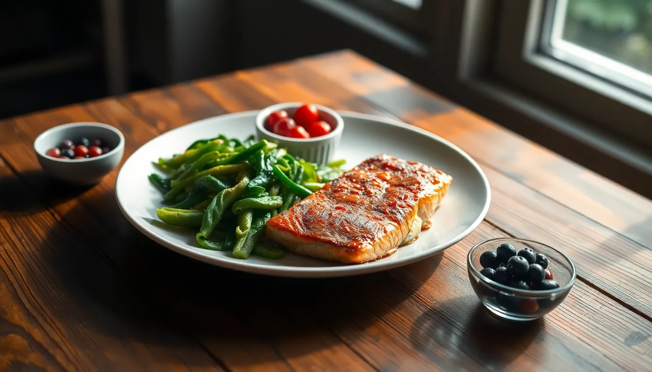 다양한 채소와 과일, 통곡물이 담긴 건강한 식단 이미지