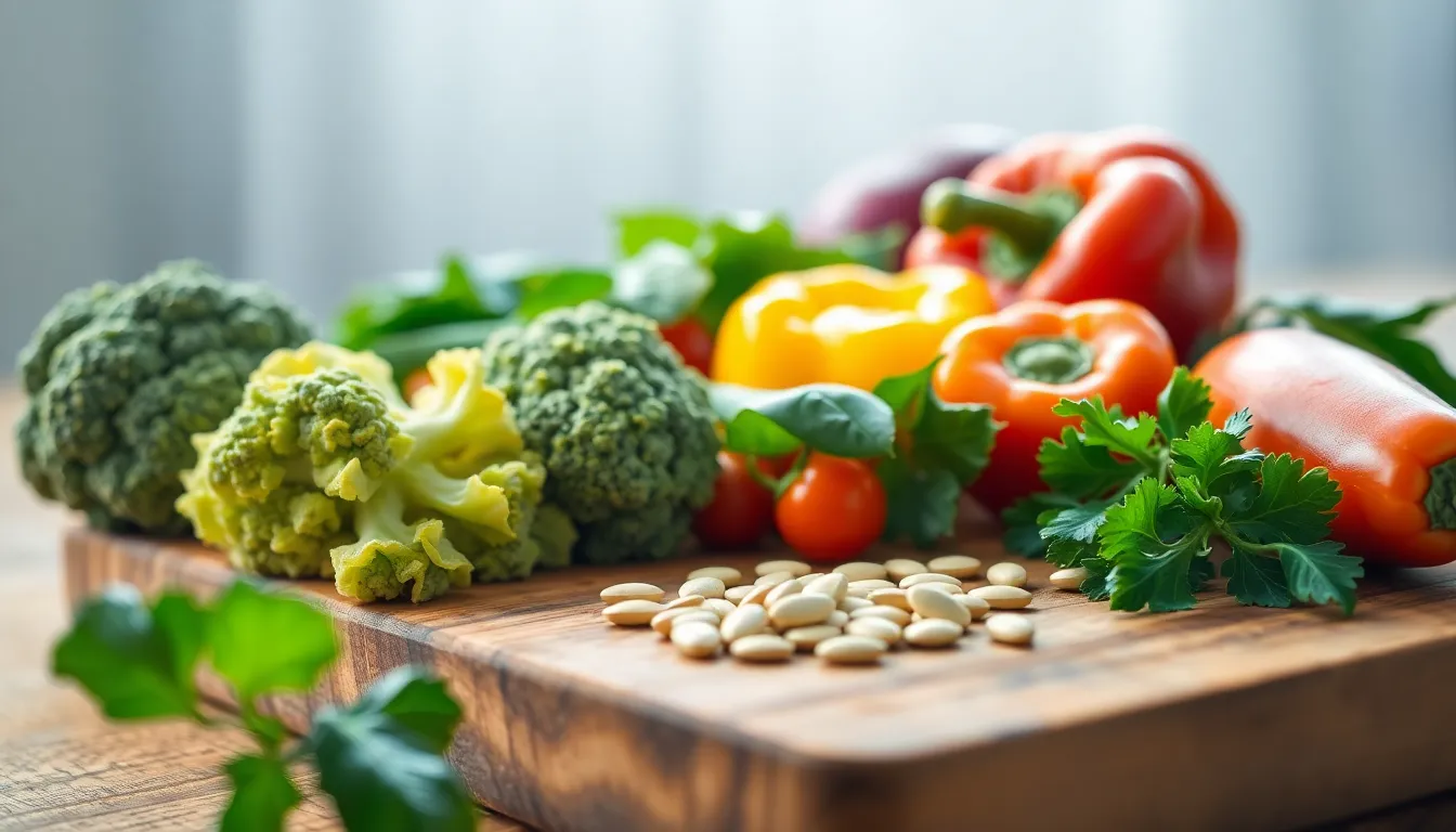 피부에 좋은 판토텐산과 다양한 비타민이 함유된 건강한 식단 이미지