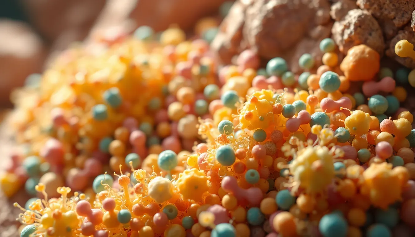 장 건강을 상징하는 이미지와 락토페린 분자 구조