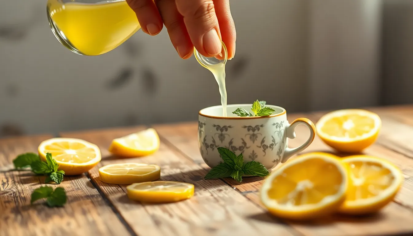 레몬즙 천연 가글액 만드는 재료와 모습