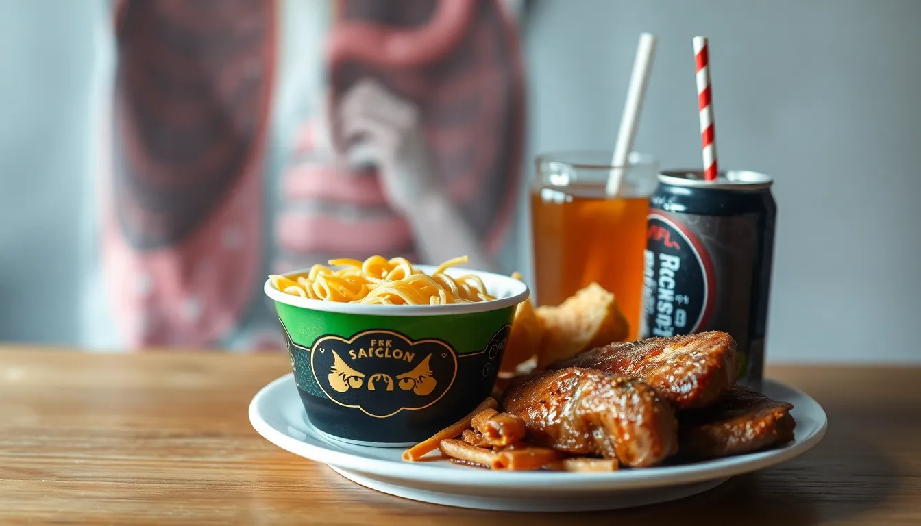 다양한 인스턴트 식품이 놓여있는 사진