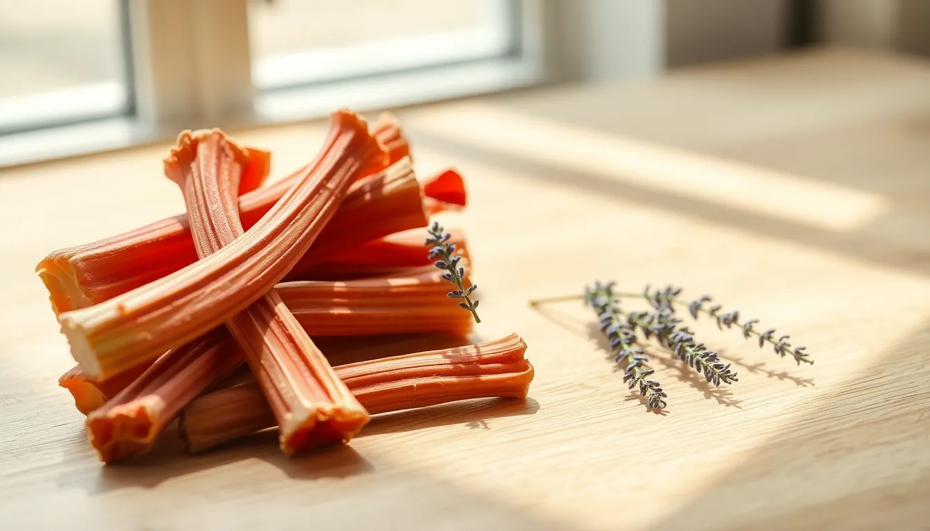 갱년기 증상으로 힘들어하는 여성에게 루바브 뿌리 추출물을 제시하는 모습