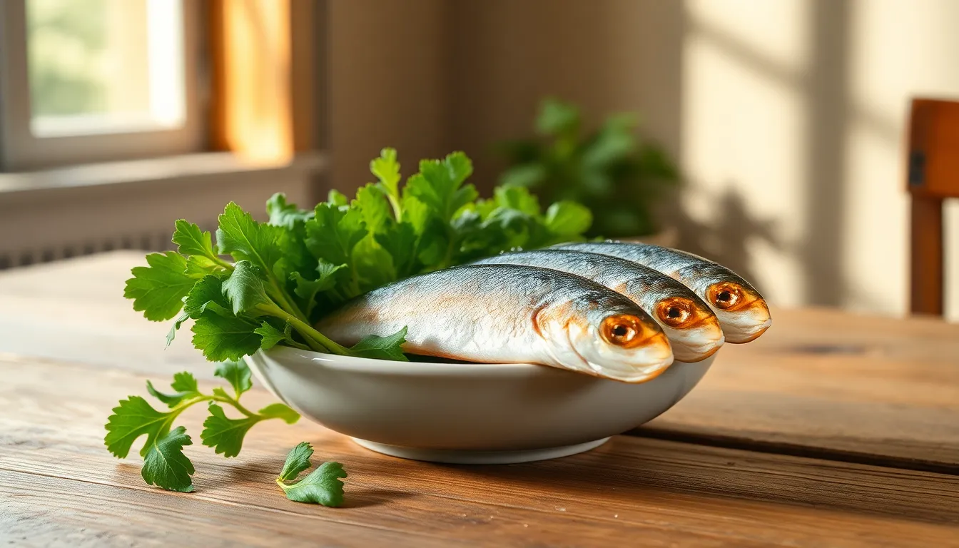 신선한 고등어와 채소 이미지