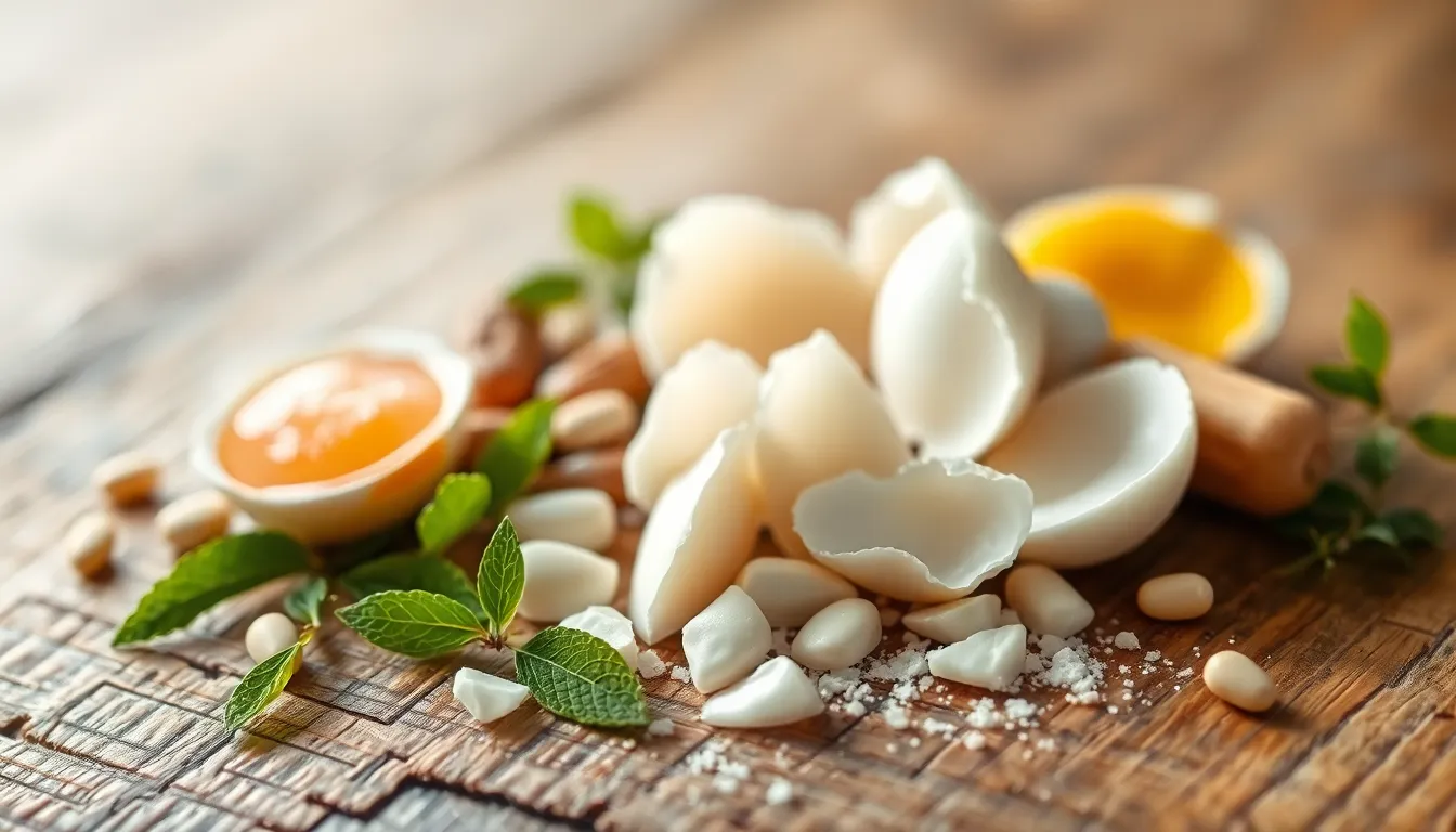 연골 건강, 난각막 영양제 성분으로 챙기세요 2 난각막을 포함한 다양한 영양 성분들이 연골 건강에 기여하는 모습을 나타내는 이미지