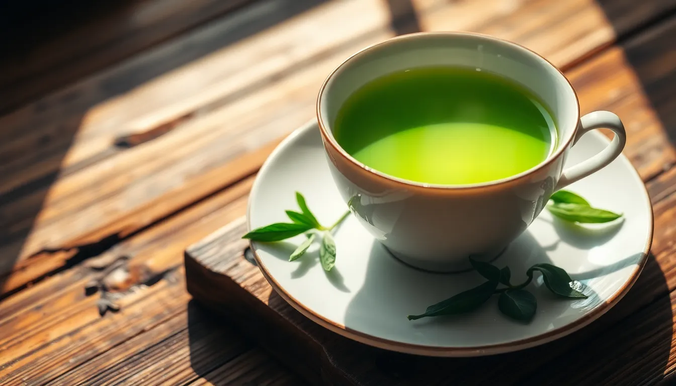 녹차 잎을 우리는 모습