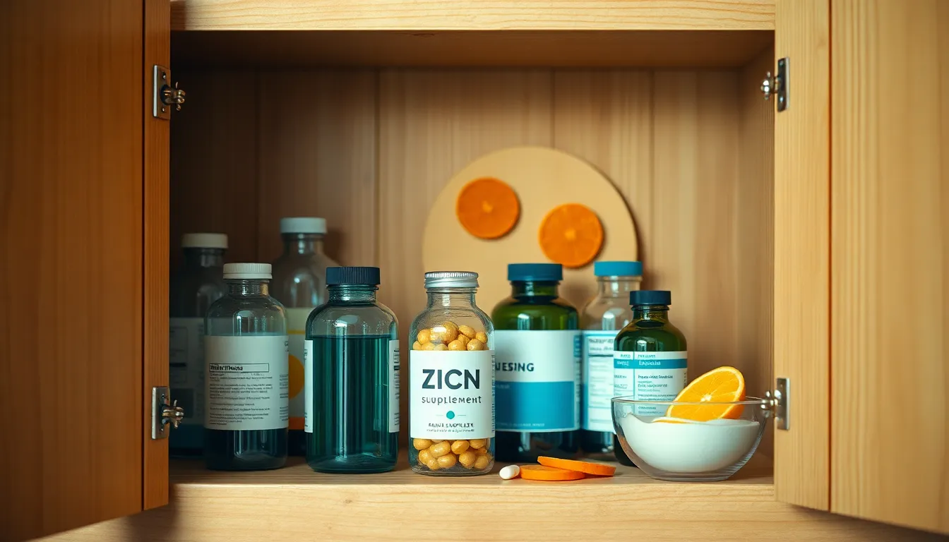 아연 보충제와 관련 영양 성분표