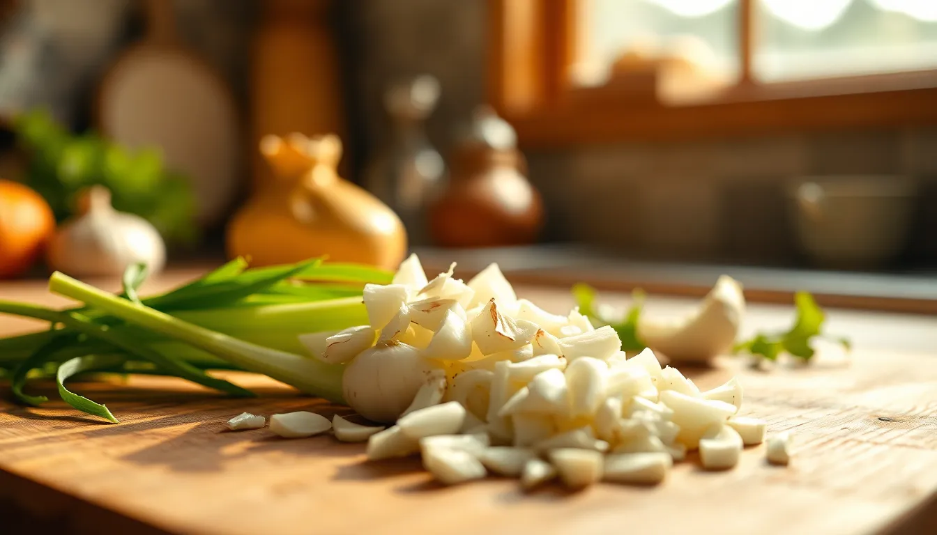 신선한 마늘과 양파