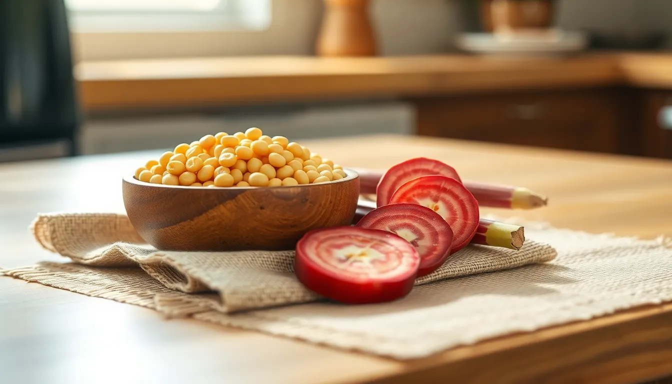 갱년기 건강 관리를 위한 다양한 영양 보충제와 생활 습관 관련 이미지