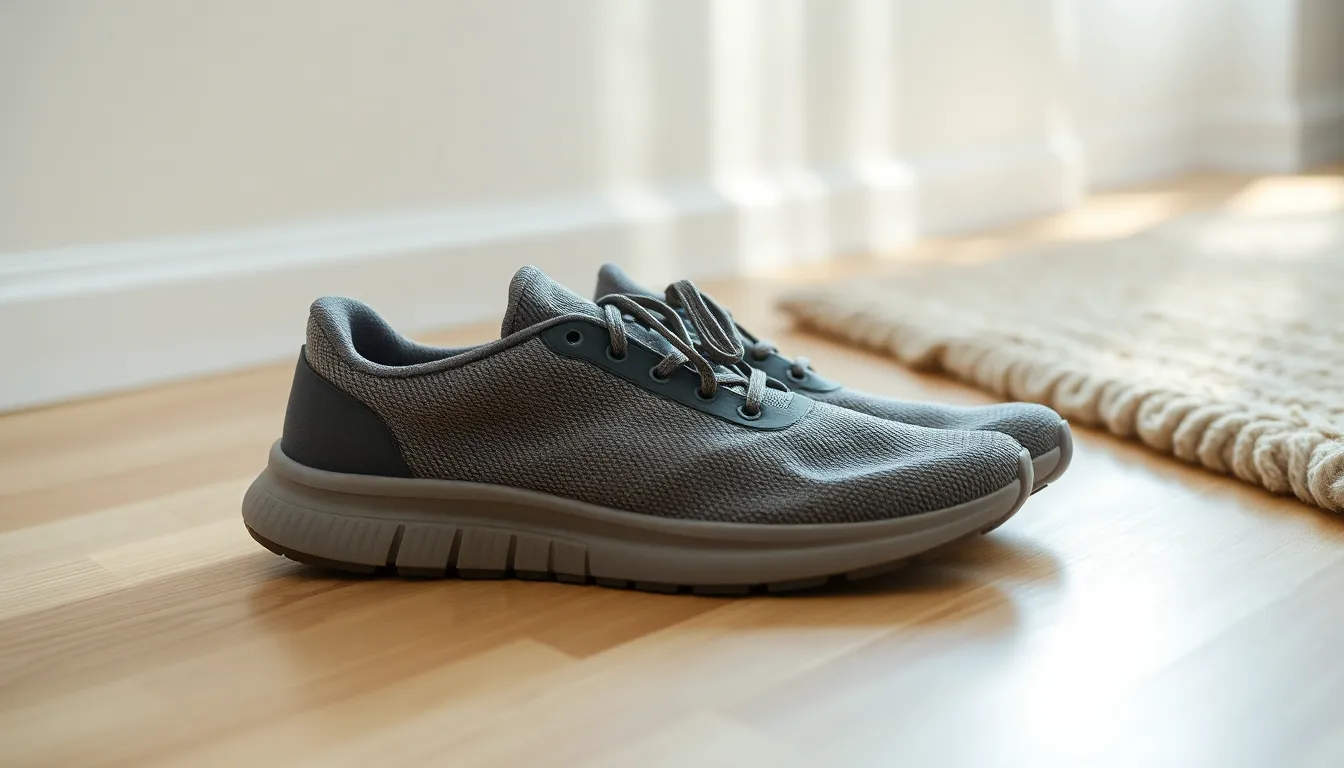 발에 맞는 신발을 고르는 모습