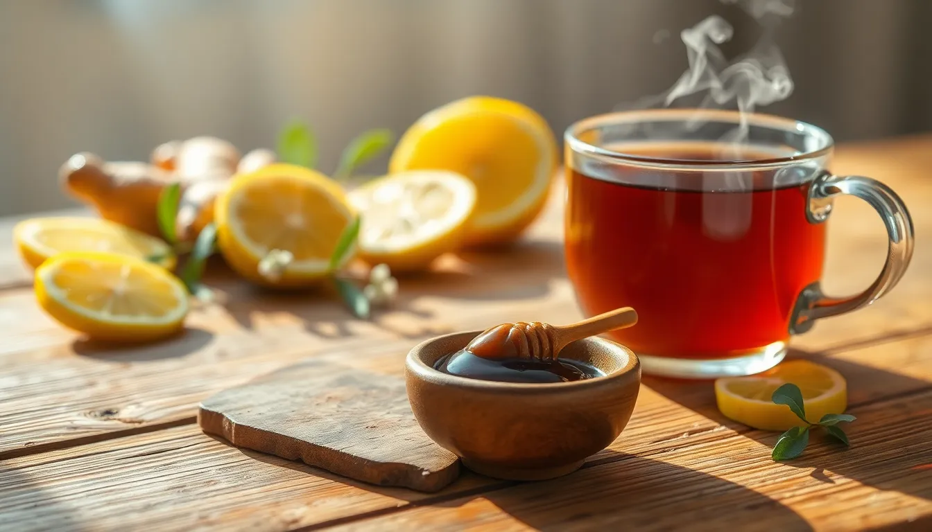 마누카꿀 한 스푼이 담긴 이미지