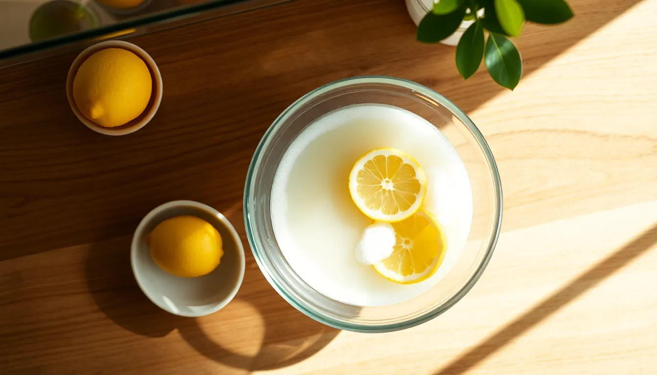 레몬과 스킨케어 도구