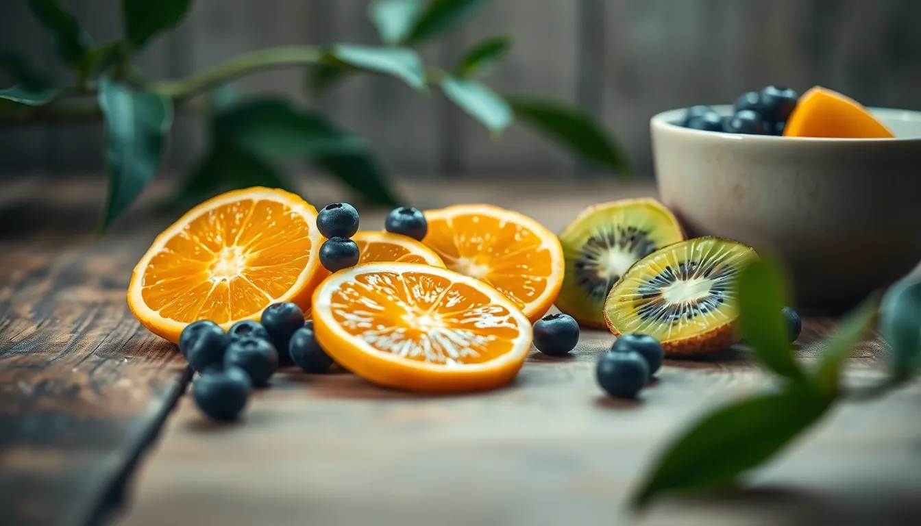 다채로운 비타민C 과일들이 가득한 모습