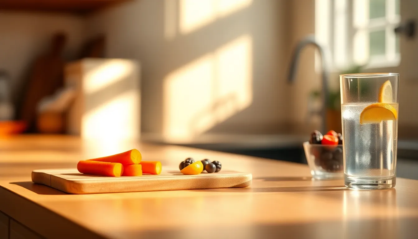 다양한 채소와 과일로 가득한 건강한 식탁