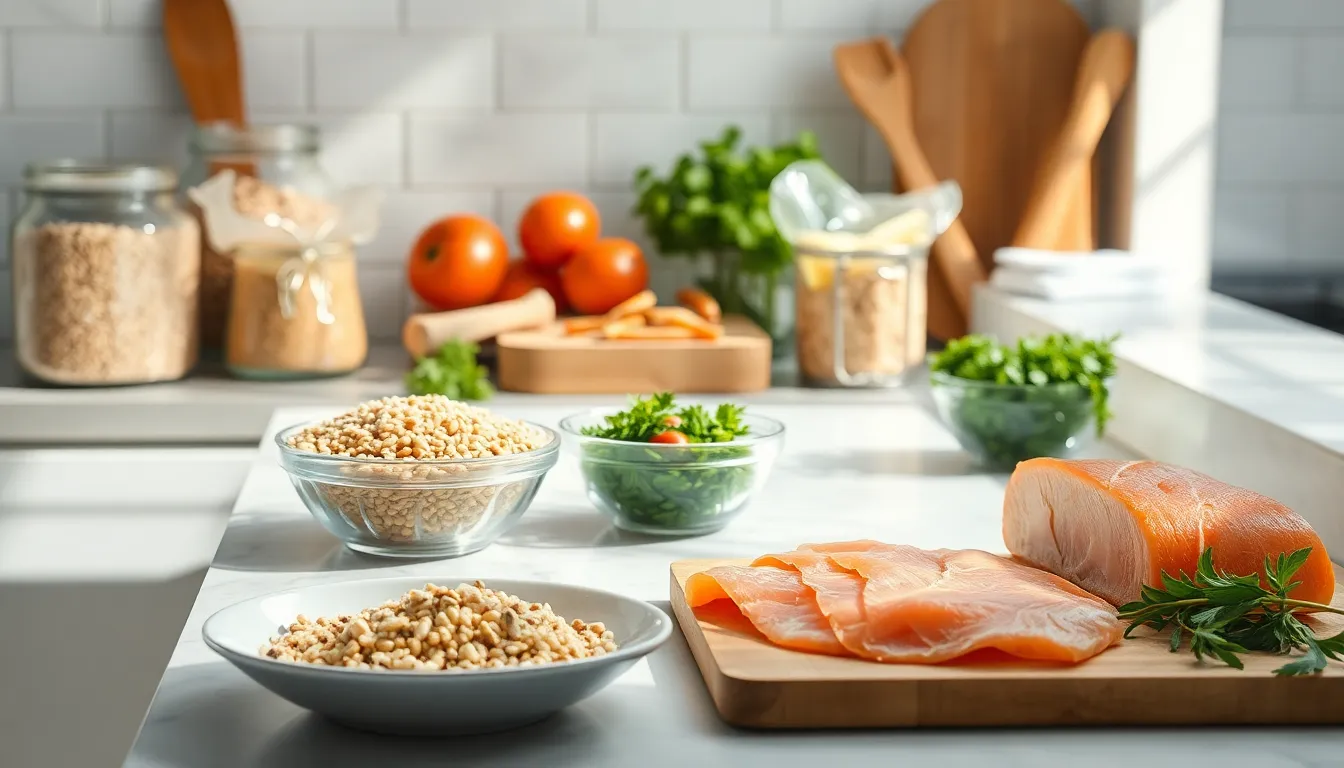 신선한 채소와 곡물로 만든 건강한 샐러드