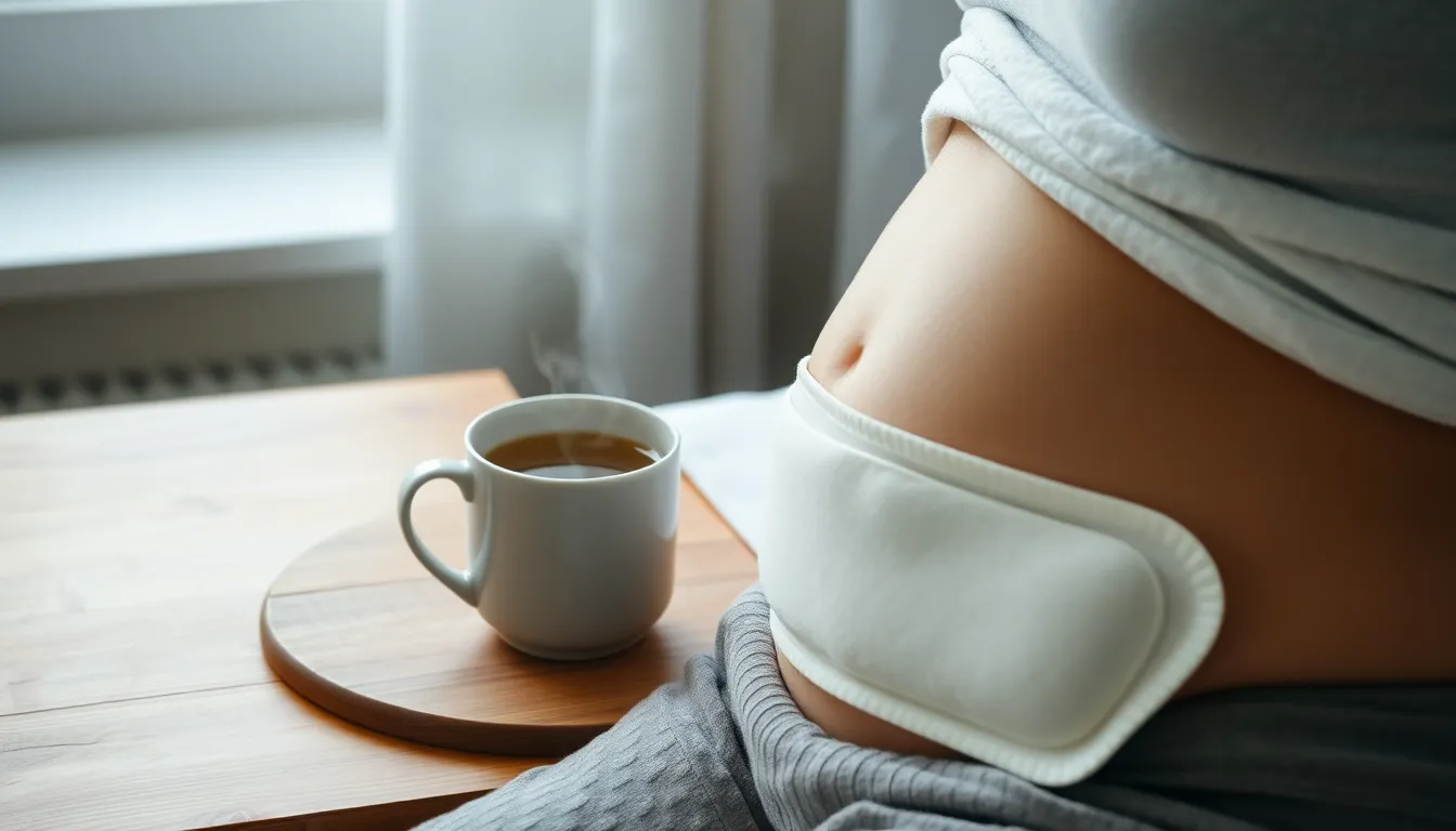 생리통 완화에 도움이 되는 따뜻한 찜질팩과 생리통 패치 이미지