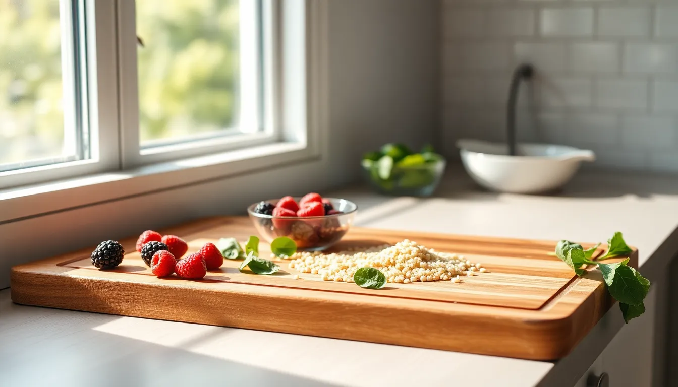 만성 두통엔 식이섬유! 식단 가이드 2 다양한 채소와 과일, 통곡물이 담긴 건강한 식단 이미지