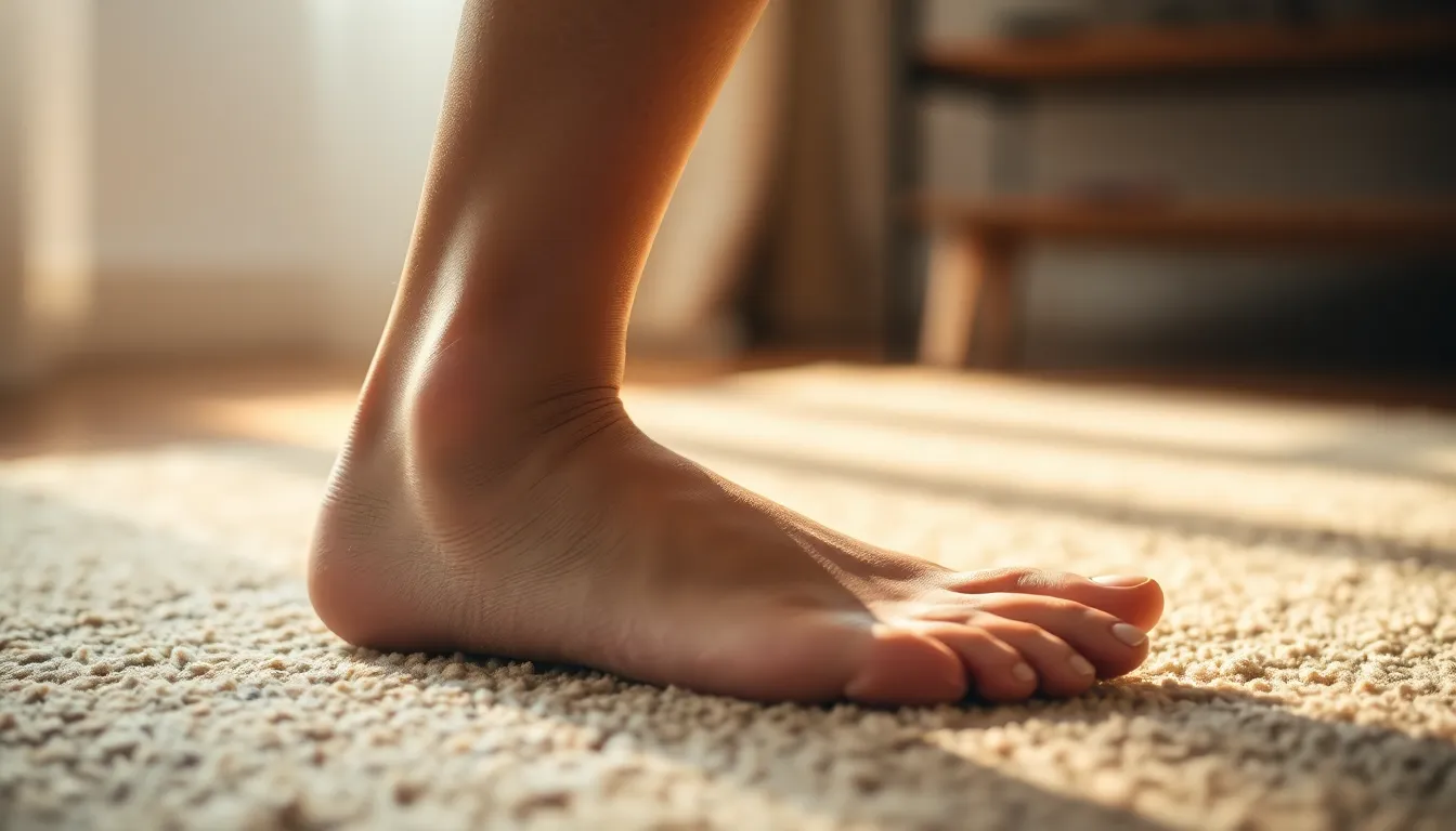 족저근막염 깔창 사용 후 발의 통증이 완화되는 모습