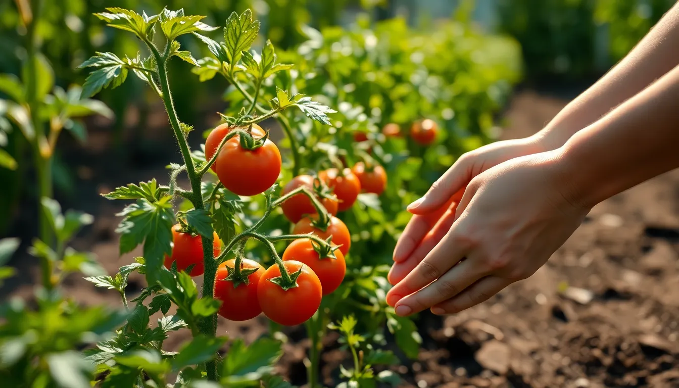 텃밭에서 자라는 신선한 채소들
