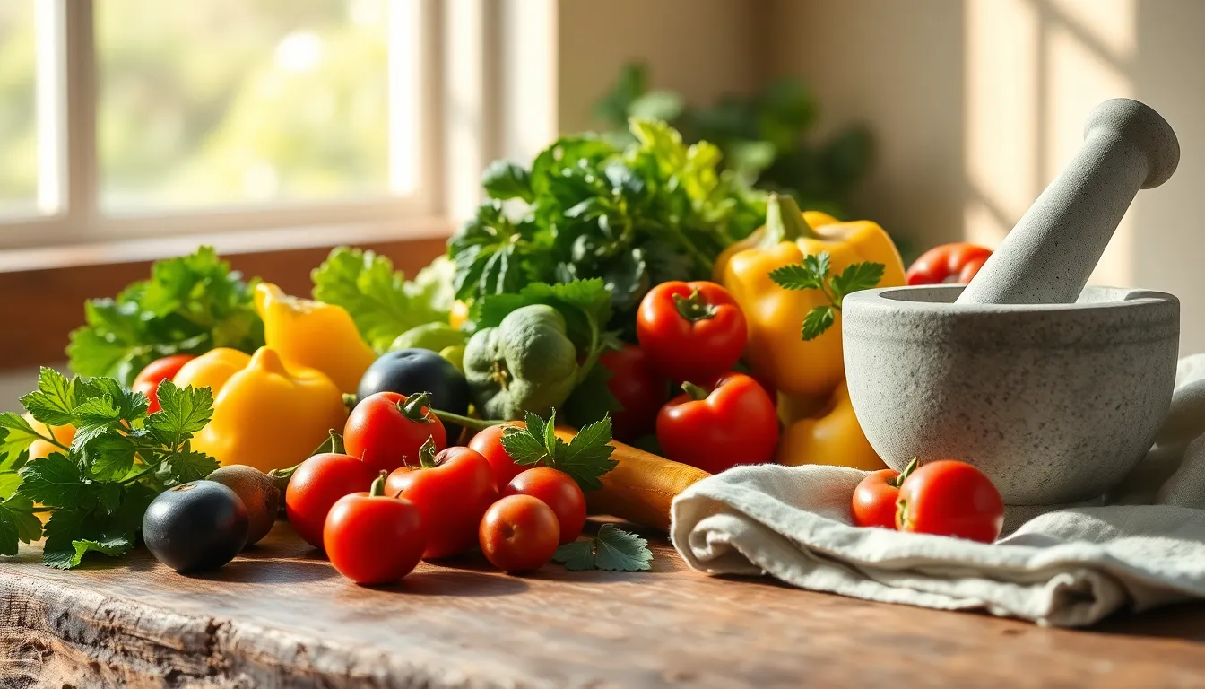 건강한 식재료로 구성된 식탁