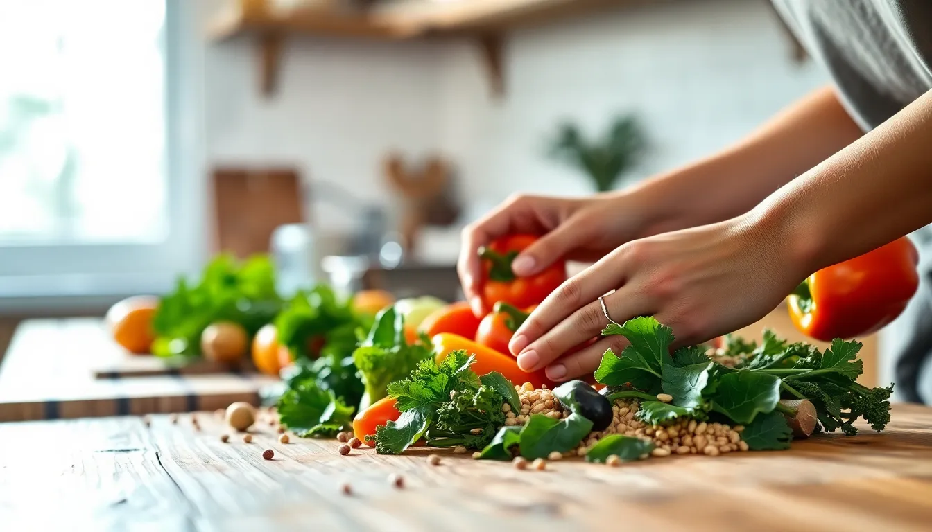 다양한 색상의 신선한 과일과 채소